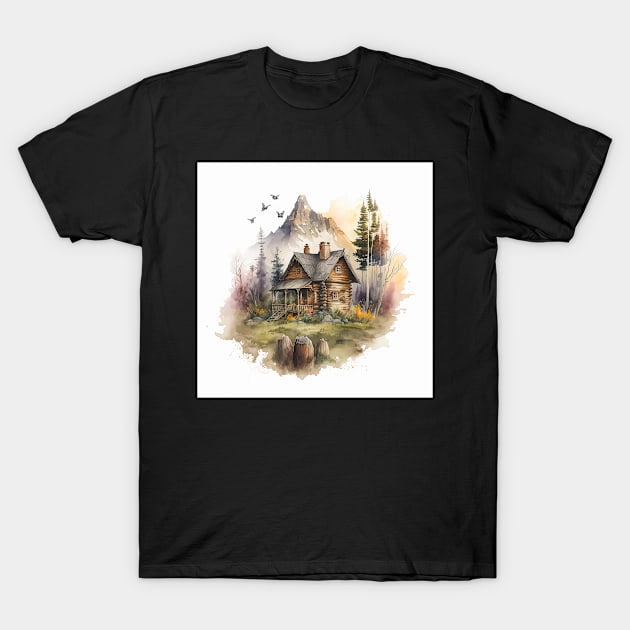 Mountain Log Cabin Ornament T-Shirt by Abili-Tees